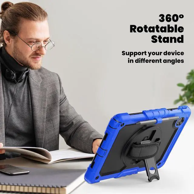 Alt view image 4 of 7 - Protective Case for  Tab M11 (2023) TB-330FU /  Pad 2024 11inch (Model:TB-331FC)  Shockproof Rugged Slim Cover 11 Inch with Kickstand/Shoulder Strap- Blue