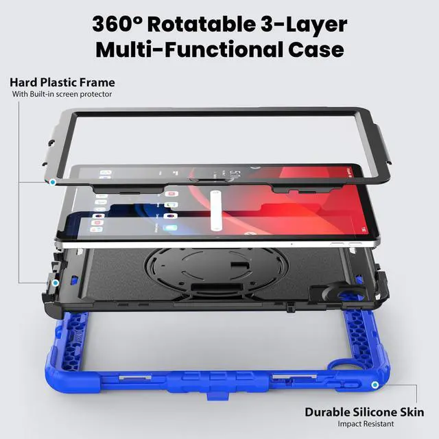 Alt view image 2 of 7 - Protective Case for  Tab M11 (2023) TB-330FU /  Pad 2024 11inch (Model:TB-331FC)  Shockproof Rugged Slim Cover 11 Inch with Kickstand/Shoulder Strap- Blue