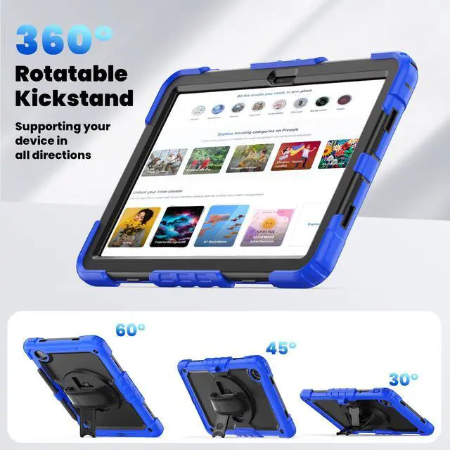 Alt view image 5 of 7 - Protective Case for  Tab M11 (2023) TB-330FU /  Pad 2024 11inch (Model:TB-331FC)  Shockproof Rugged Slim Cover 11 Inch with Kickstand/Shoulder Strap- Blue