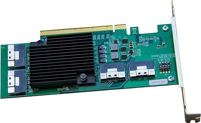 Alt view image 3 of 6 - PCI Express x16 to 4*SlimSAS 8X Expander, 8*U.2 NVMe SSD Adapter with SFF-8654 74 Pin Connector and Broadcom PLX8748 chipset for Servers