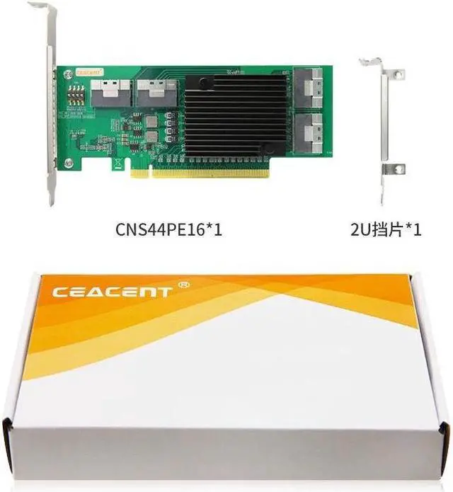 Alt view image 2 of 6 - PCI Express x16 to 4*SlimSAS 8X Expander, 8*U.2 NVMe SSD Adapter with SFF-8654 74 Pin Connector and Broadcom PLX8748 chipset for Servers