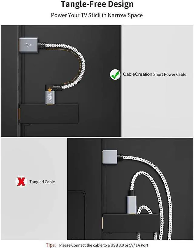 Alt view image 6 of 7 - CableCreation 2 Pack Short Left Angle Micro USB 2.0 Braided Cable, 90 Degree USB 2.0 to Micro USB Charging Data Cable Compatible with PS4, Roku Streaming Stick, Aluminum Case, 0.5 FT, Space Gray