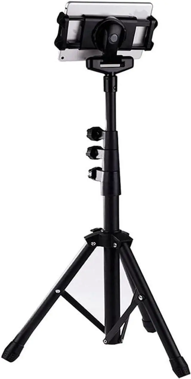 Alt view image 2 of 7 - Tripod Stand Floor Stand, Height Adjustable Foldable Tripod Stand for CellPhone/Tablet, Compatible with Galaxy Tab, Fire 7/HD8/HD10, Most 4.7-12 Phone/Pad Pro/Mini/Air, Height Adjustable 21.65-57.08in