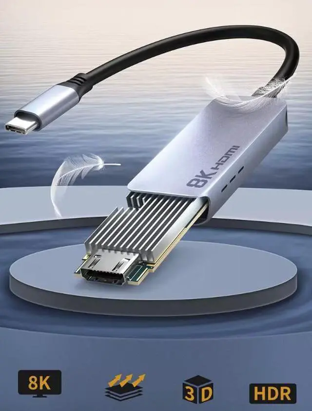 Alt view image 5 of 6 - USB C to HDMI 2.1 Adapter 8K@60Hz,4K@120Hz,1K@240Hz, Thunderbolt 4/3 to HDMI Converter Support 48Gbps/HDCP2.3/HDR/Dolby for Laptop, Tablet, Galaxy S24