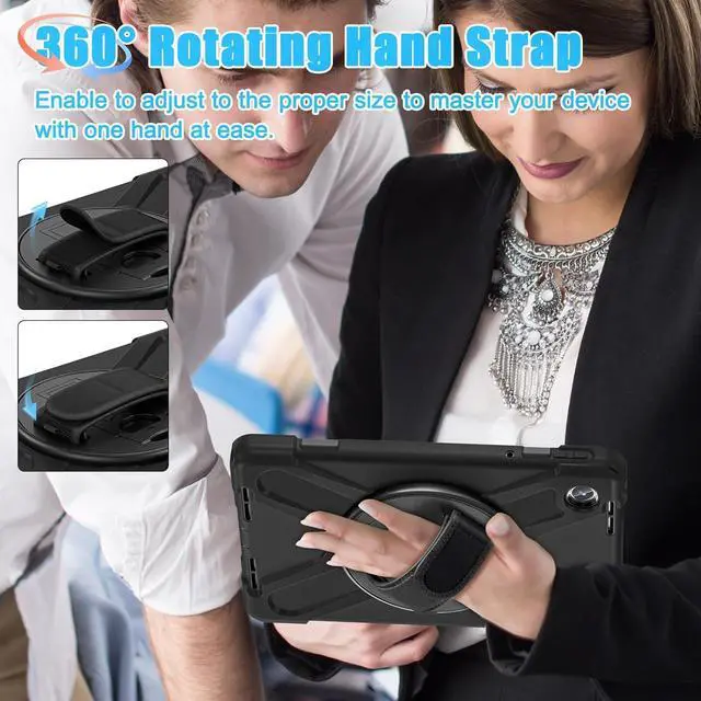 Alt view image 3 of 7 - Case for Tab M11 2024 (TB-330FU/330XU) 11", Durable Shockproof Protective Cover with 360° Rotating Stand - Hand Strap - Shoulder Strap,Black