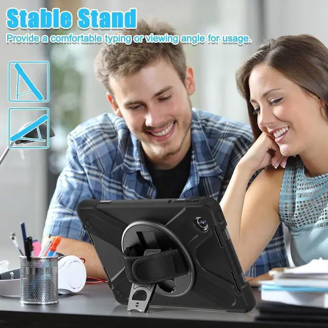 Alt view image 4 of 7 - Case for Tab M11 2024 (TB-330FU/330XU) 11", Durable Shockproof Protective Cover with 360° Rotating Stand - Hand Strap - Shoulder Strap,Black