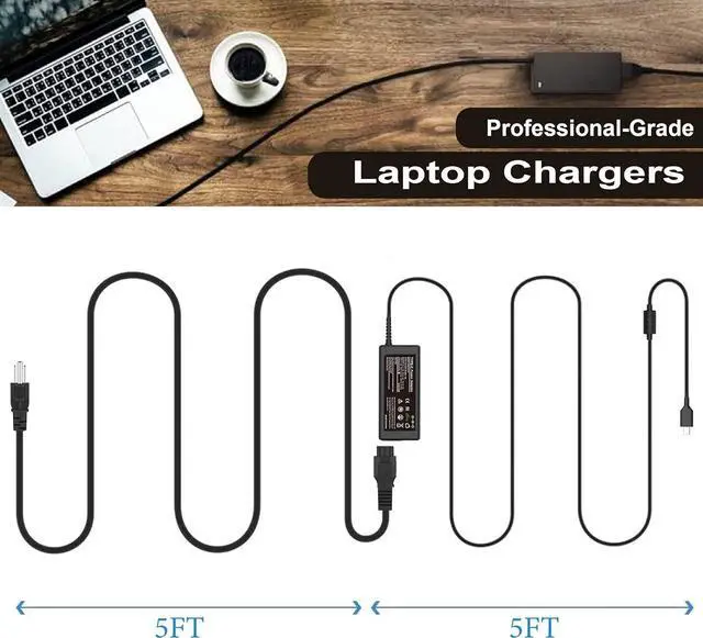 Alt view image 7 of 7 - Universal Chromebook Charger USB C for 65W 45W USB-C Laptop Charger,Replacement for Thinkpad/Yoga, Chromebook 3100,Latitude 5420, with US Power Cord