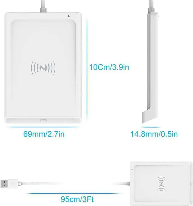 Alt view image 2 of 7 - 2 in 1 Contactless Smart Card Reader Writer Contact DOD Military USB Common Access CAC Reader Military for Credit Piv Chip Card Compatible with Mac OS, Windows, Linux, Android