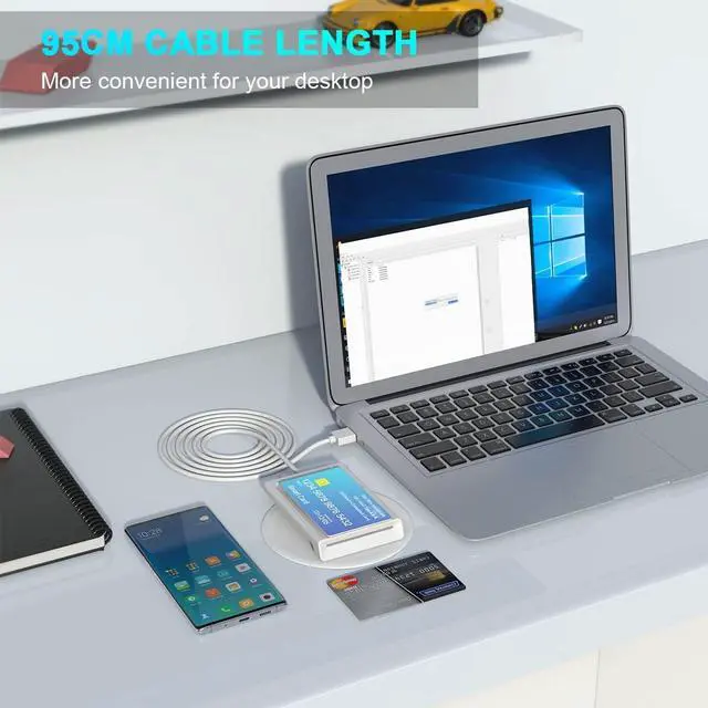 Alt view image 3 of 7 - 2 in 1 Contactless Smart Card Reader Writer Contact DOD Military USB Common Access CAC Reader Military for Credit Piv Chip Card Compatible with Mac OS, Windows, Linux, Android
