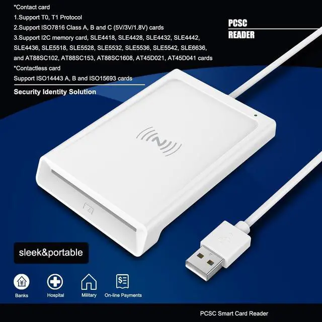 Alt view image 4 of 7 - 2 in 1 Contactless Smart Card Reader Writer Contact DOD Military USB Common Access CAC Reader Military for Credit Piv Chip Card Compatible with Mac OS, Windows, Linux, Android