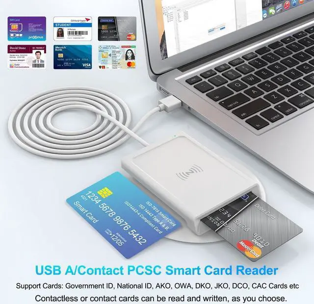 Alt view image 7 of 7 - 2 in 1 Contactless Smart Card Reader Writer Contact DOD Military USB Common Access CAC Reader Military for Credit Piv Chip Card Compatible with Mac OS, Windows, Linux, Android