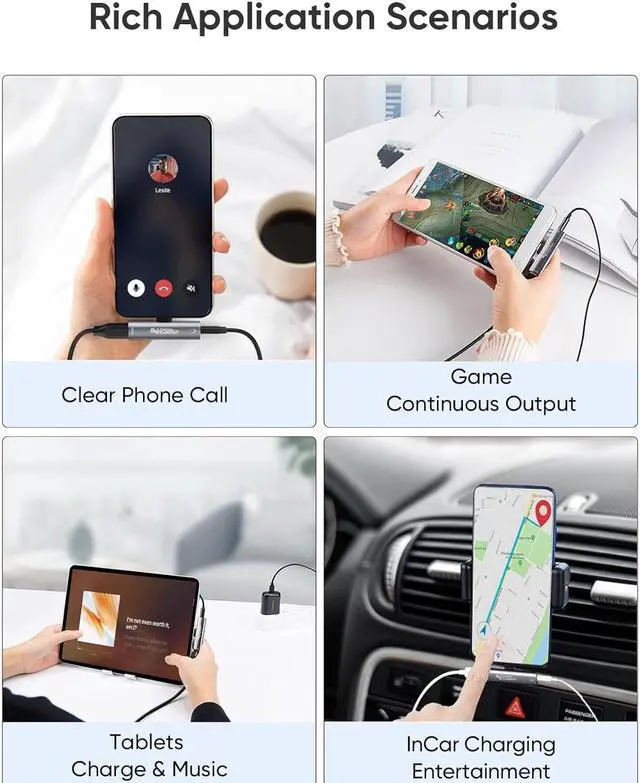 Alt view image 6 of 7 - USB C to 3.5mm Headphone and Charger Adapter, CableCreation 2 in 1 Type-C to 3.5mm Audio Hi-Res with PD Fast Charge, USB C to Aux with Charging Dongle for iPhone 15 Pro Max, Galaxy 24/23/22/21+, Pixel