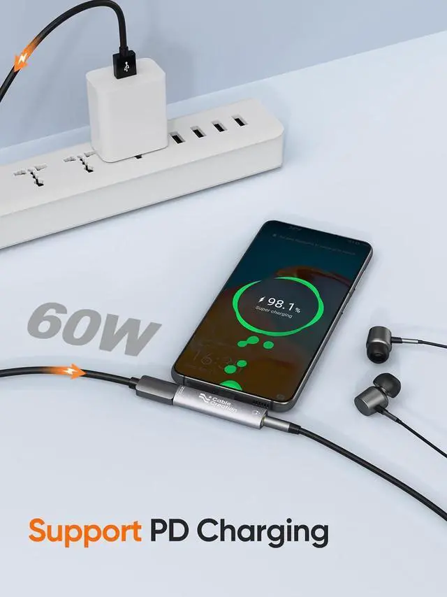 Alt view image 4 of 7 - USB C to 3.5mm Headphone and Charger Adapter, CableCreation 2 in 1 Type-C to 3.5mm Audio Hi-Res with PD Fast Charge, USB C to Aux with Charging Dongle for iPhone 15 Pro Max, Galaxy 24/23/22/21+, Pixel