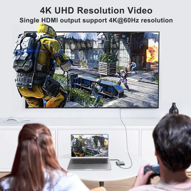 Alt view image 5 of 7 - USB-C to HDMI VGA adapter, 1080P VGA and 4K HDMI, USB-C Thunderbolt 3 to Dual Monitor adapter .for Thunderbole3/4, MacBook Pro/Air,Surface Pro,etc (DP alt mode required)