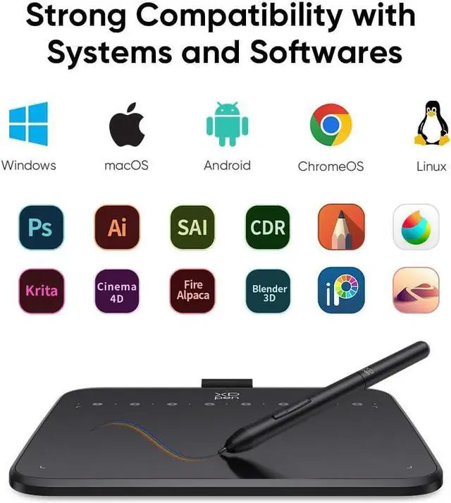 Alt view image 6 of 7 - Deco 640 Drawing Tablet with 16384 Pressure Levels Sensitivity Battery-Free Stylus 6*4 Inch OSU Drawing Pad Graphic Tablet for Digital Drawing Teaching Designing Editing Work for PC Mac Android