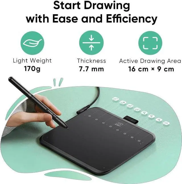 Alt view image 3 of 7 - Deco 640 Drawing Tablet with 16384 Pressure Levels Sensitivity Battery-Free Stylus 6*4 Inch OSU Drawing Pad Graphic Tablet for Digital Drawing Teaching Designing Editing Work for PC Mac Android