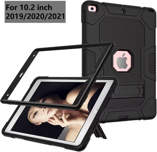 Alt view image 4 of 7 - iPad 9th Generation Case, iPad 8th Generation Case, iPad 7th Generation Case, Hybrid Shockproof Rugged Drop Protective Case with Kickstand for iPad 10.2'' (Black)