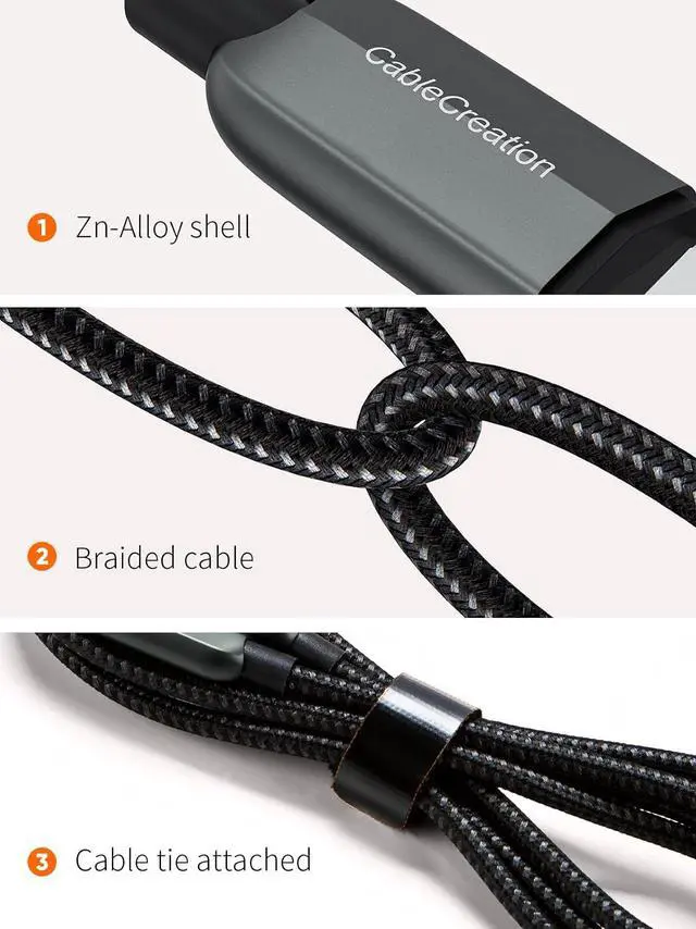 Alt view image 4 of 7 - CableCreation 3.3FT USB C to USB C Cable 2-Pack PD 100W with LED Display, Durable USB C Cable Braided with Display for iPad Air, Pro, MacBook Pro, Galaxy S23 Pixel Steam Deck PS5 1m Black
