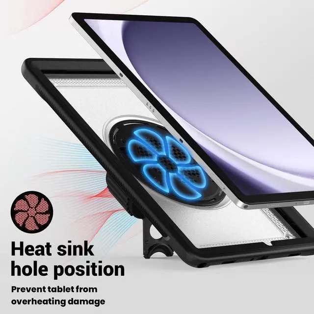 Alt view image 3 of 7 - Case for Galaxy Tab A9 Plus 2023 11 inch SM-X210/X216/X218: Heavy Duty Rugged Protective Case with Screen Protector, 360 Rotating Stand, Hand Strap, Shoulder Strap -transparent