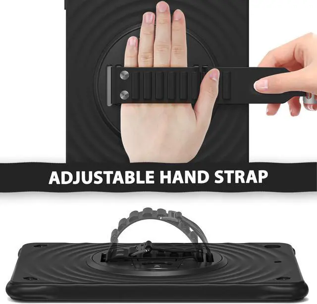 Alt view image 4 of 7 - Case for iPad 9th/ 8th/ 7th Generation 10.2 inch (Case for iPad 9/8/ 7 Gen): with Strong Protection, Screen Protector, Hand/Shoulder Strap, Rotating Stand, Pencil Holder - Black
