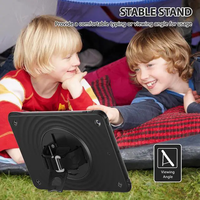 Alt view image 6 of 7 - Case for iPad 9th/ 8th/ 7th Generation 10.2 inch (Case for iPad 9/8/ 7 Gen): with Strong Protection, Screen Protector, Hand/Shoulder Strap, Rotating Stand, Pencil Holder - Black
