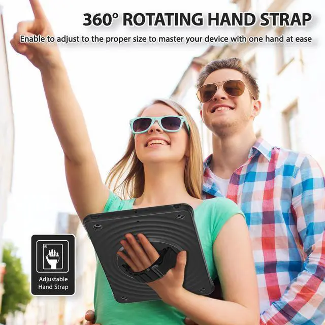 Alt view image 5 of 7 - Case for iPad 9th/ 8th/ 7th Generation 10.2 inch (Case for iPad 9/8/ 7 Gen): with Strong Protection, Screen Protector, Hand/Shoulder Strap, Rotating Stand, Pencil Holder - Black