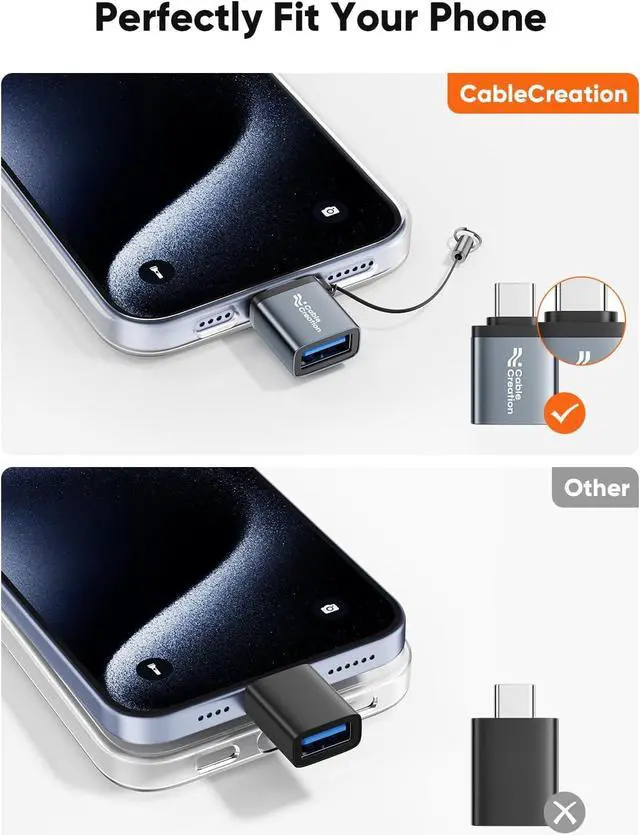 Alt view image 4 of 7 - CableCreation USB to USB C Adapter, USB 3.2 Gen 2 10Gbps, USB C Male to USB Female Adapter Compatible with iPhone 15 Pro/MacBook Pro/Air/iPad Pro,Thunderbolt 4/3 and More Type C Devices