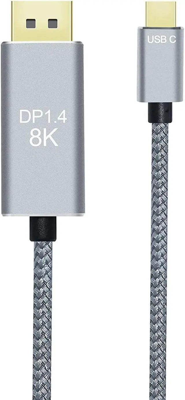Alt view image 4 of 6 - DCHAV 8K USB-C to DisplayPort Cable 6-Foot 4K@144Hz 8K@60Hz 2K@165Hz USB to DP Adapter Display Port Cord Nylon Braided Aluminum Connector for Monitor Computer Laptop Television Tablet 6 ft.