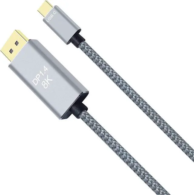 Alt view image 3 of 6 - DCHAV 8K USB-C to DisplayPort Cable 6-Foot 4K@144Hz 8K@60Hz 2K@165Hz USB to DP Adapter Display Port Cord Nylon Braided Aluminum Connector for Monitor Computer Laptop Television Tablet 6 ft.