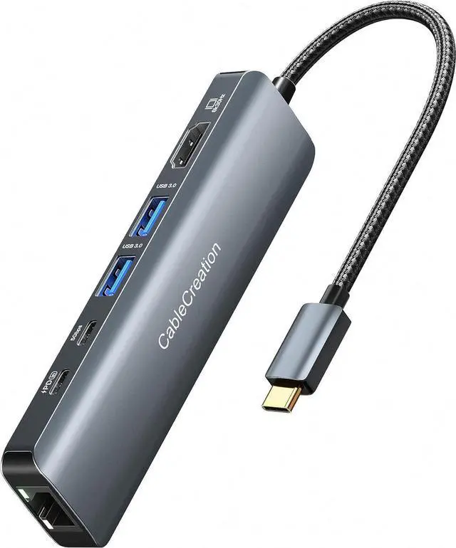 Main image of USB C Hub Multiport Adapter,CableCreation 8K HDMI Ethernet Docking Station,6 in 1 USB C Power Delivery 100W Charging Port,USB-C Data Port,2 USB 3.0 Ports for MacBook Pro/Air,iPad Pro, XPS