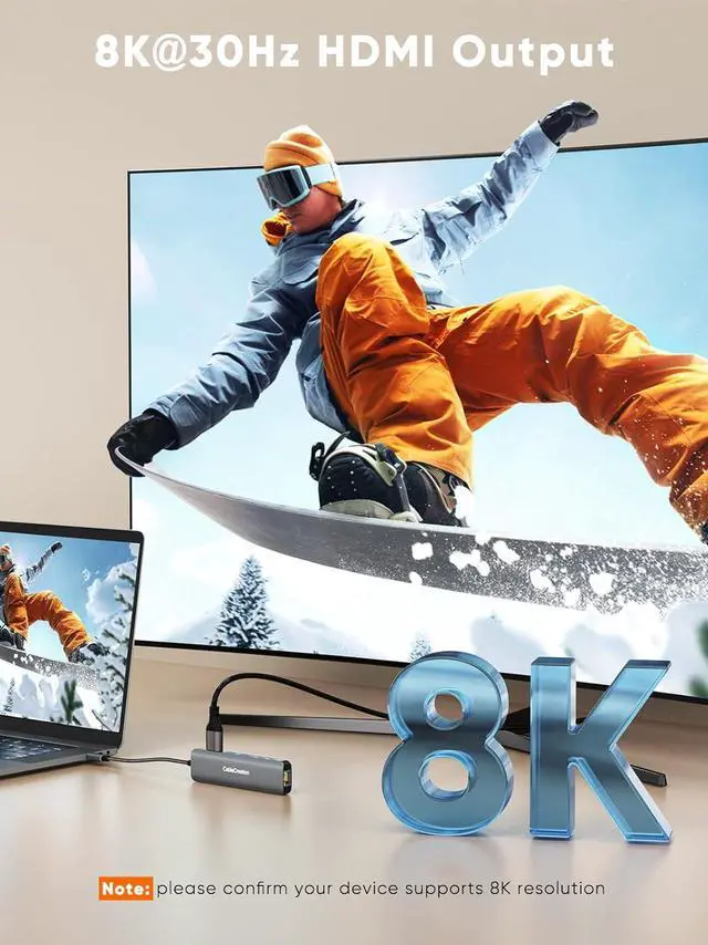 Alt view image 3 of 7 - USB C Hub Multiport Adapter,CableCreation 8K HDMI Ethernet Docking Station,6 in 1 USB C Power Delivery 100W Charging Port,USB-C Data Port,2 USB 3.0 Ports for MacBook Pro/Air,iPad Pro, XPS