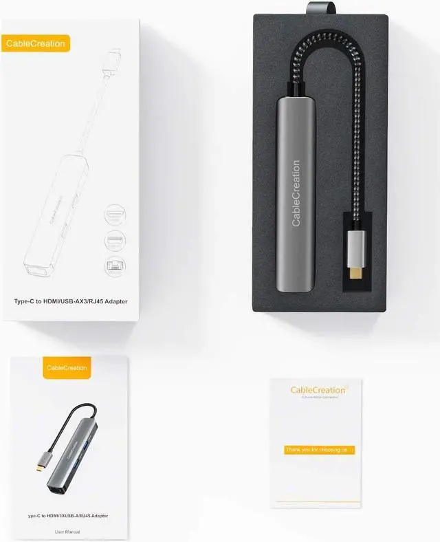 Alt view image 7 of 7 - USB C Hub Multiport Adapter, CableCreation 5-in-1 USB C Adapter Aluminum Shell with 4K HDMI, 1Gbps Ethernet, 3 USB 3.0 Ports for MacBook Pro/Air 2020/2019, iPad Pro 2020, Surface Go, XPS