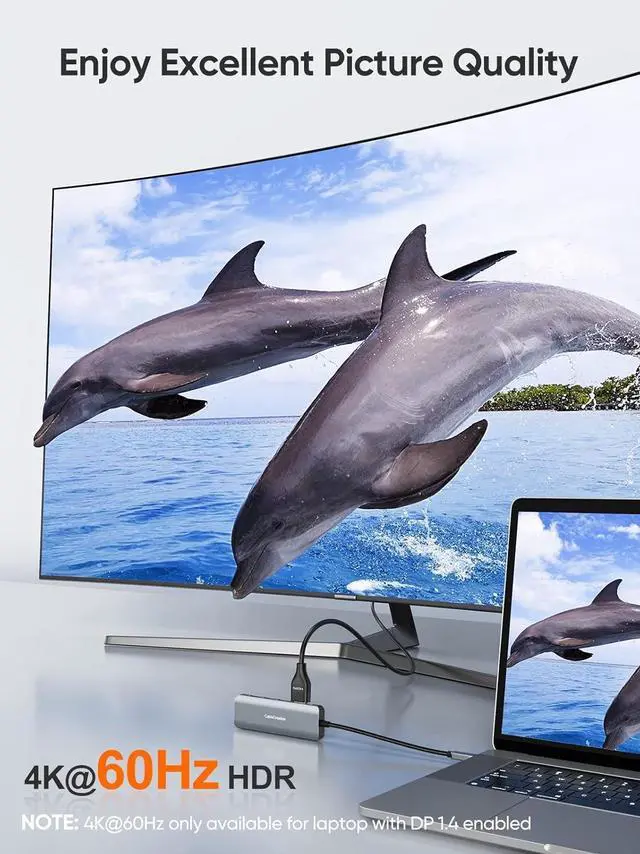 Alt view image 4 of 7 - CableCreation USB-C Hub 4K 60Hz, 5-in-1 USB C Multiport Adapter with HDMI and 3 USB 3.0 Ports, 100W Power Delivery, Compatible with MacBook Pro, MacBook Air, M-ac Mini, iPad Pro, XPS