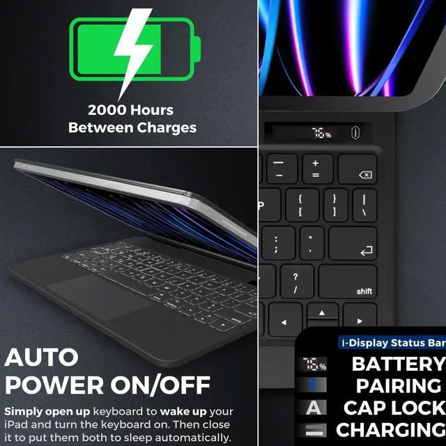 Alt view image 4 of 7 - iPad Air 13 Inch Keyboard: iPad Air 13 Inch Case Keyboard, iPad Pro 12.9 Case with Keyboard for 3/4/5/6th Gen | Floating Cantilever Stand, Multi-Touch Trackpad Multi-Color Backlit iPad Magic Keyboard