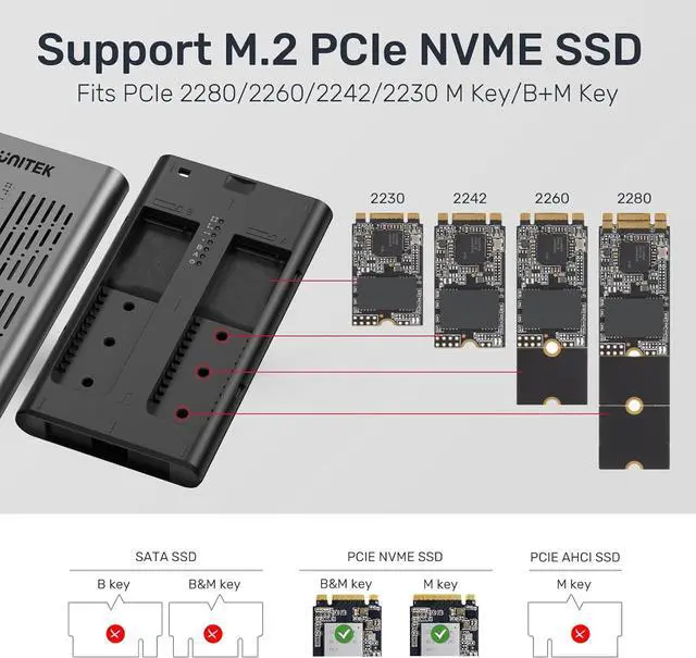 Alt view image 2 of 7 - NVMe M.2 Duplicator with Offline Clone, Dual-Bay Tool-Free USB C 3.2 Gen 2*2 20Gbps to NVMe PCIe M-Key(B+M Key) Hard Drives Enclosure, Support UASP Trim and One- Key System Disk Copy Function
