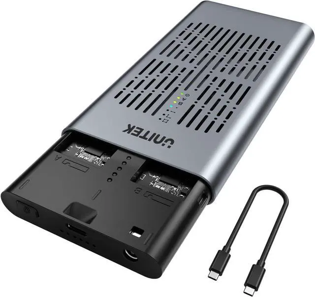Main image of NVMe M.2 Duplicator with Offline Clone, Dual-Bay Tool-Free USB C 3.2 Gen 2*2 20Gbps to NVMe PCIe M-Key(B+M Key) Hard Drives Enclosure, Support UASP Trim and One- Key System Disk Copy Function