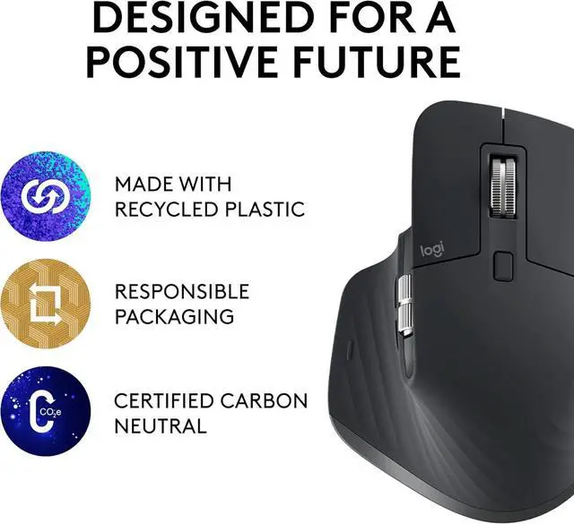 Alt view image 3 of 7 - MX Master 3S - Wireless Performance Mouse, Ergo, 8K DPI, Track on Glass, Quiet Clicks, USB-C, Bluetooth, Windows, Linux, Chrome - Graphite