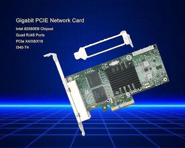 Alt view image 2 of 2 - With 82580 Chipset I340-T4 E1G44HT 1G Gigabit Ethernet Network Adapter (NIC), Quad Copper RJ45 Ports, PCI Express 2.0 X4