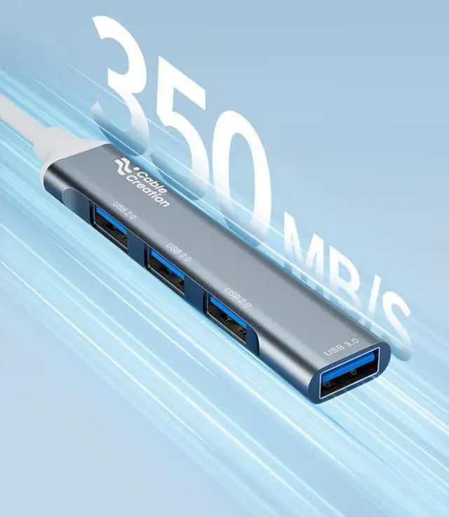Alt view image 2 of 7 - USB C Hub, 4 Ports USB 3.0X1 USB 2.0X3  Hub Splitter with 5Gbps Data Transfer, USB C Splitter for Type C MacBook, Mac Pro, iMac, Surface, XPS, Flash Drive, Mobile HDD