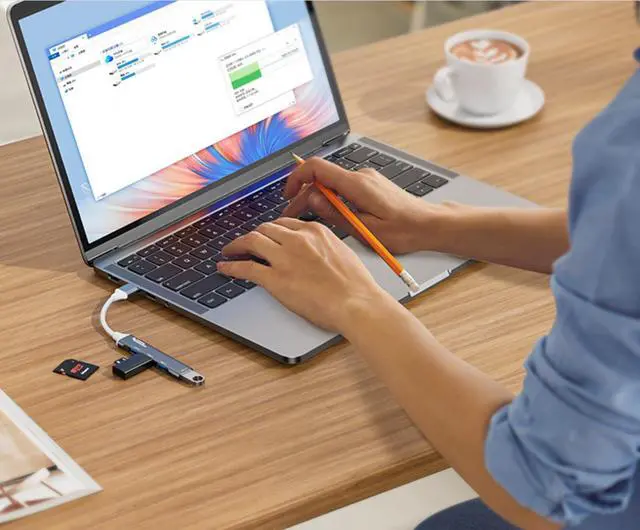 Alt view image 4 of 7 - USB C Hub, 4 Ports USB 3.0X1 USB 2.0X3  Hub Splitter with 5Gbps Data Transfer, USB C Splitter for Type C MacBook, Mac Pro, iMac, Surface, XPS, Flash Drive, Mobile HDD
