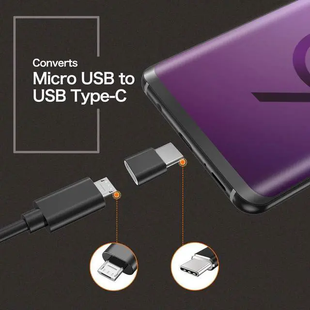 Alt view image 4 of 7 - USB Type C Adapter (4-Pack), Micro USB Female to USB C Male Fast Charging Connector for Galaxy S20 S10 S9 S8 Plus,Note 9 8,A10 A20 A51,LG V35 V30 G7 G6,USB C Charger (Black)
