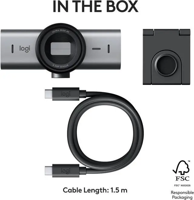 Alt view image 7 of 7 - MX Brio Ultra HD 4K Collaboration and Streaming Webcam, 1080p at 60 FPS, Dual Noise Reducing Mics, Show Mode, USB-C, Webcam Cover, Works with Microsoft Teams, Zoom, Google Meet - Graphite