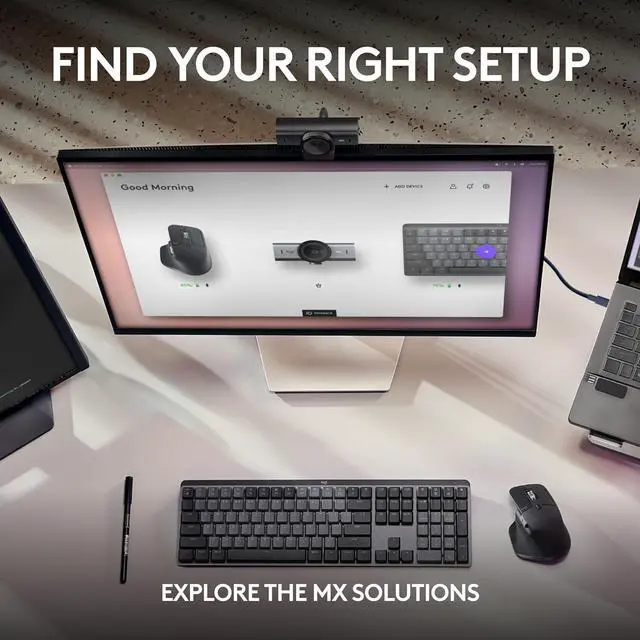 Alt view image 3 of 7 - MX Brio Ultra HD 4K Collaboration and Streaming Webcam, 1080p at 60 FPS, Dual Noise Reducing Mics, Show Mode, USB-C, Webcam Cover, Works with Microsoft Teams, Zoom, Google Meet - Graphite