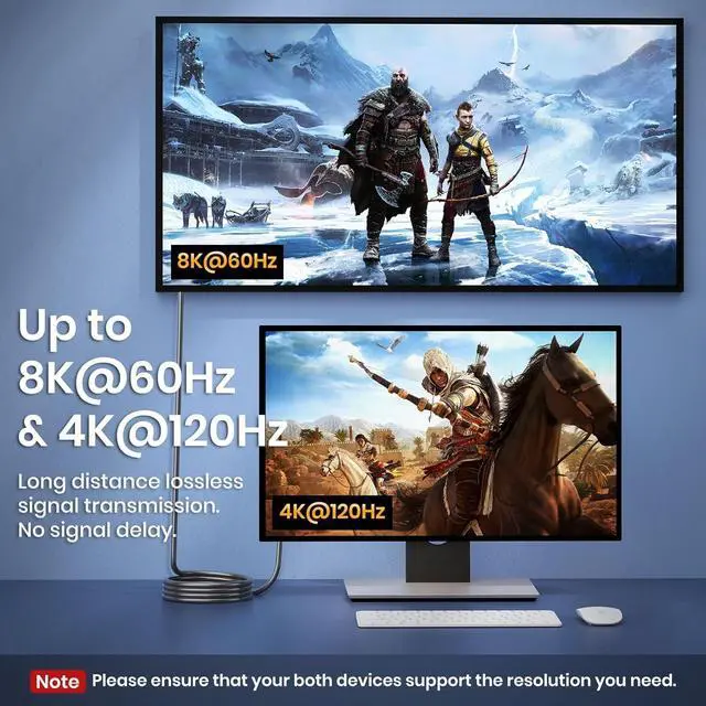 Alt view image 6 of 7 - Fiber Optic HDMI 2.1 Cable, in Wall - 48Gbps Outdoor Armoured HDMI 2.1 Cable 8K@60Hz,4K@120Hz Dynamic HDR, eARC for RTX 3080/3090 Xbox Series X PS5 Denon AV Receiver L-G Sam-sung S-ony TV 200 ft.