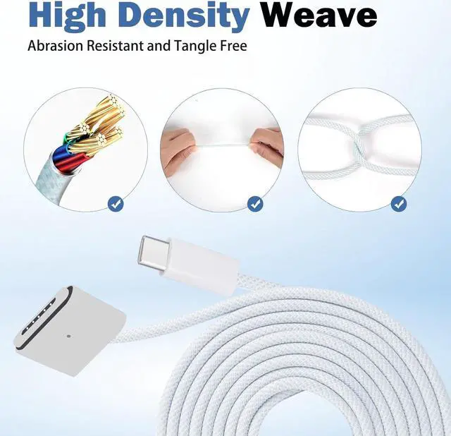 Alt view image 4 of 7 - 140W USB-C to Magnetic 3 Power Cable, Compatible with MacBook Pro M1/M2/M3 Pro/Max 14"/16" 2021/2022/2023 & MacBook Air 13.6"/15.3" M2/M3 2022/2023/2024-6.6ft (Silver)