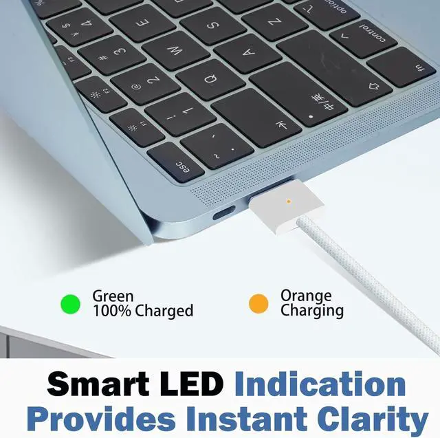 Alt view image 6 of 7 - 140W USB-C to Magnetic 3 Power Cable, Compatible with MacBook Pro M1/M2/M3 Pro/Max 14"/16" 2021/2022/2023 & MacBook Air 13.6"/15.3" M2/M3 2022/2023/2024-6.6ft (Silver)