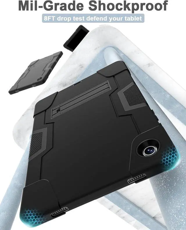 Alt view image 5 of 7 - Case for Galaxy Tab A9 Plus Case,Tablet A9 Plus Case with Built-in Screen Protector Kickstand,Hybrid Shockproof Galaxy Tab A9+ Case 11 Inch (SM-X210/X216/X218) Black