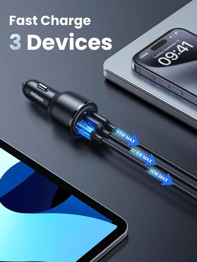 Alt view image 4 of 7 - 69W USB C Car Charger, PD 65W Type C Car Charger Fast Charging, Car Charger Adapter Compatible with iPhone 16/16 Plus/16 Pro/16 Pro Max/14/13/12/iPad/Mac Book, Galaxy S24/S23/S22