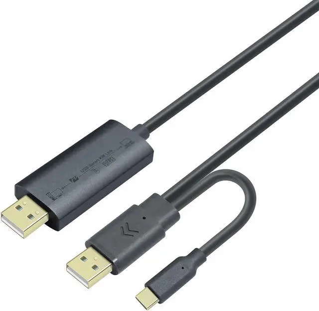 Main image of DTech Computer to Computer USB Cable 6ft PC to PC Data Transfer Cord USB-C USB-A Windows 11 10 8 7 Vista XP MAC for USB 2.0 High Speed Easy File Sync Software Included