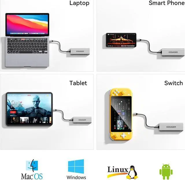 Alt view image 2 of 7 - 8 in 1 USB C Hub with M.2 NVMe/SATA SSD Enclosure 10Gbps, 4K HDMI 1.4, USB 3.2 Gen2, PD100W, Aluminum Alloy USB C SSD Enclosure for M.2 NVMe SATA SSD for Mac Mini M1 2 3 4